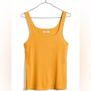 Madewell ribbed square neckline tank top mustard size S